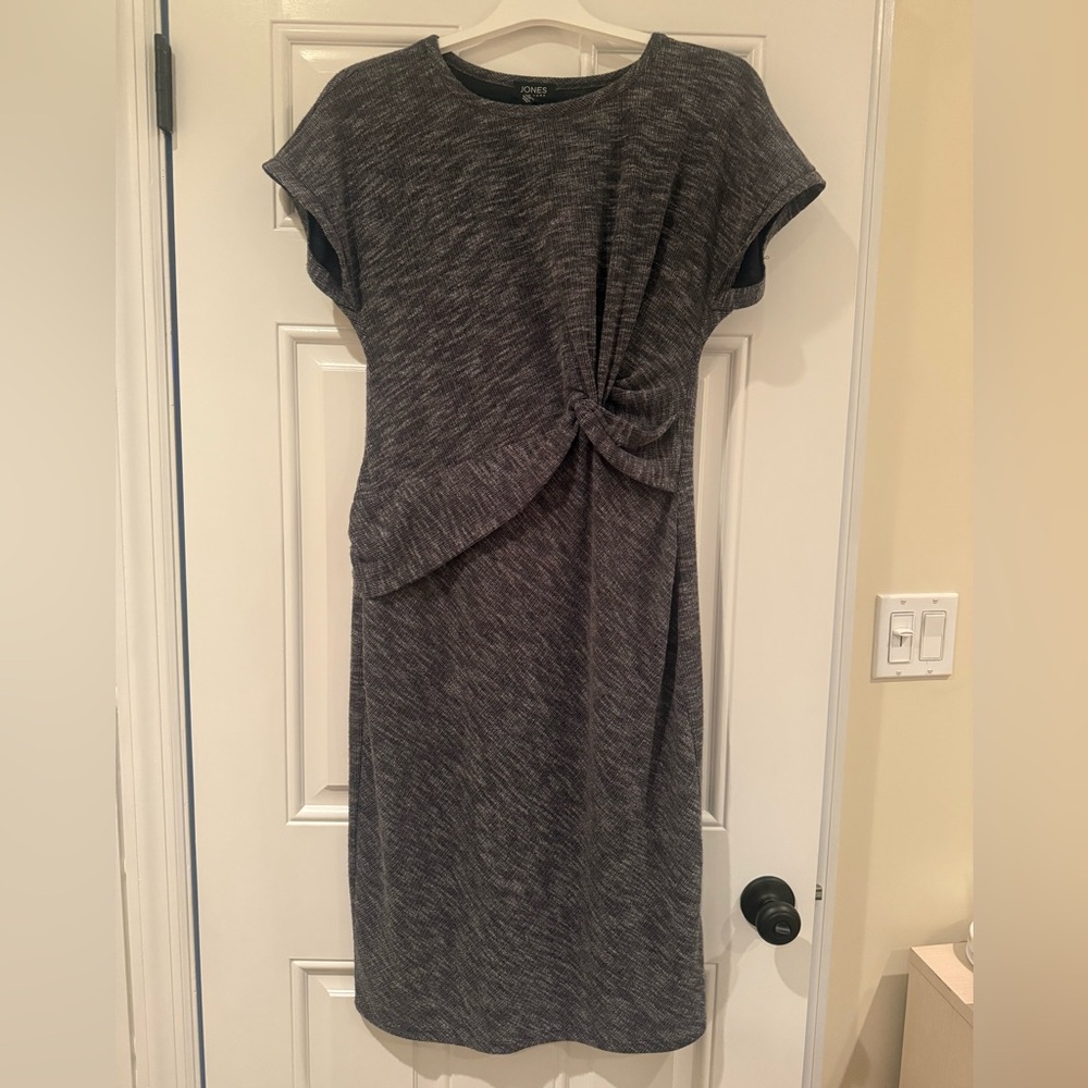Jones New York Heather Gray Asymmetrical Knot Dress - Size Medium